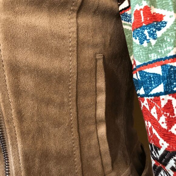 BCBG MaxAzria Womens Peter Jacket S Mixed Media Aztec Moto Asymmetrical - Picture 8 of 13